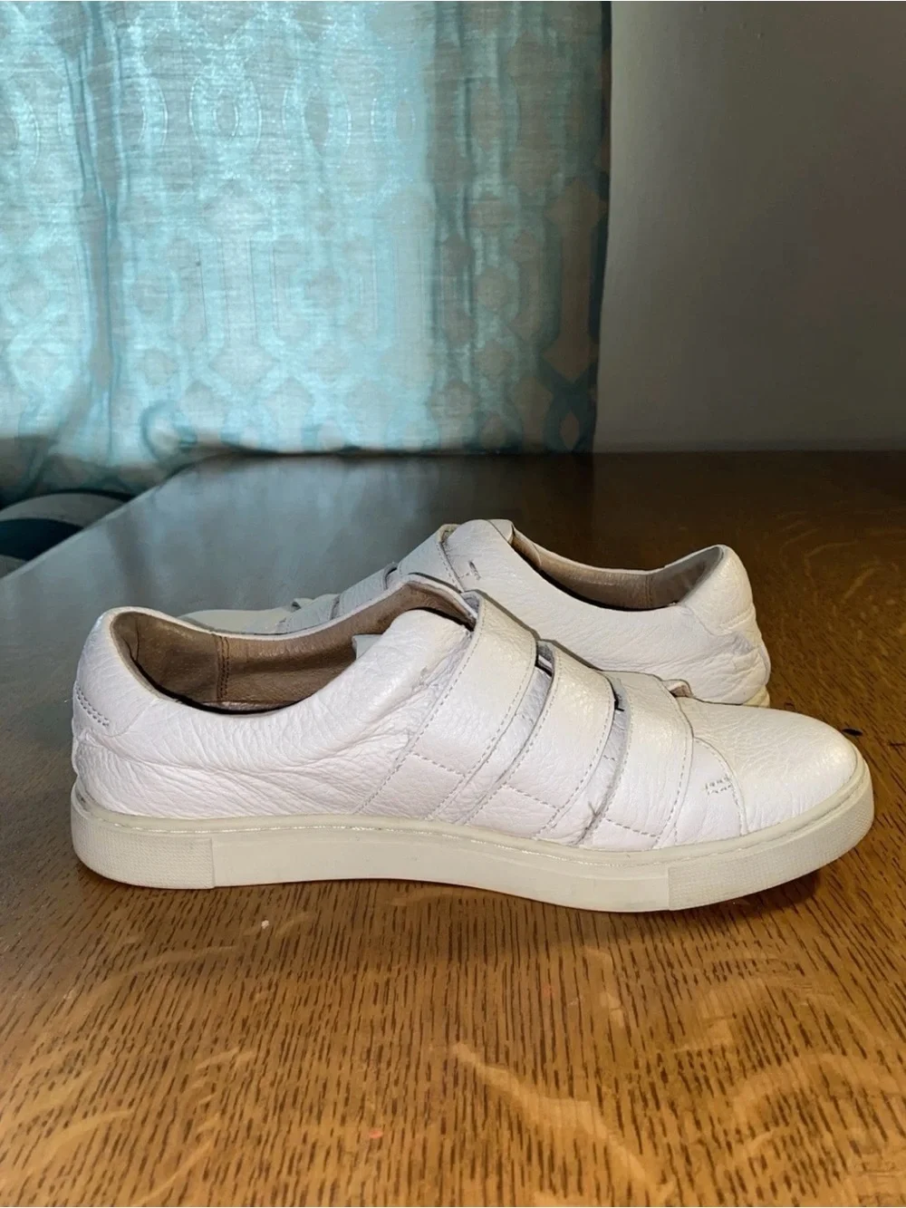 Frye White Leather Velcro Strap Sneakers